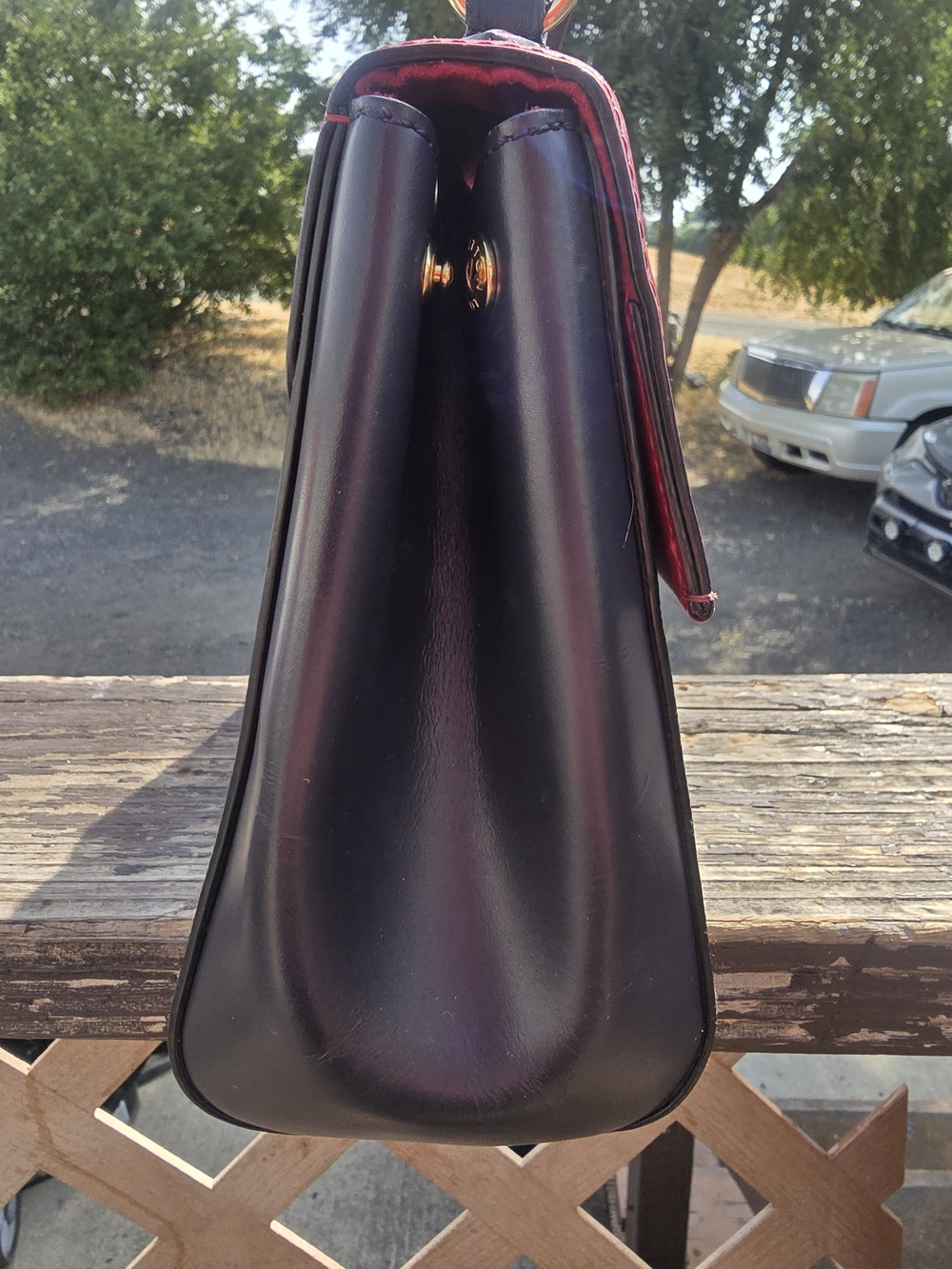 Louis Vuitton Two-Tone Monogram Top Handle Bag in Red and Brown - Picture 3 of 7